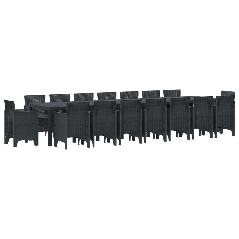 17-teiliges Garten Essset mit Kissen Anthrazit Poly-Rattan