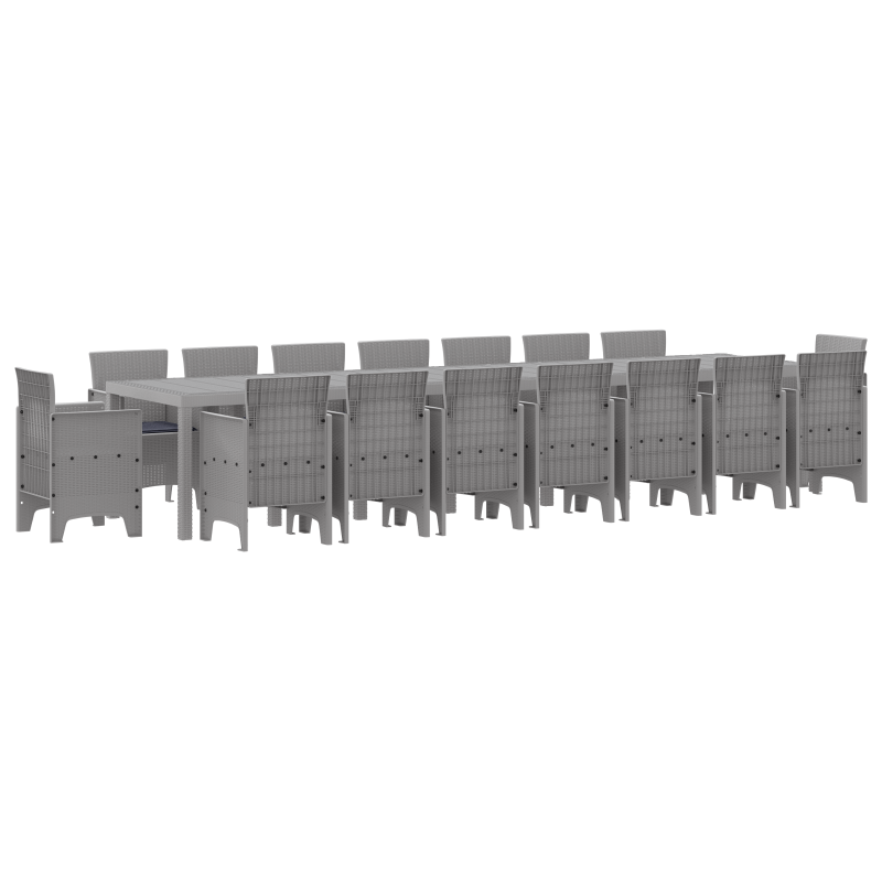 17-teiliges Garten Essgruppen-Set mit Kissen Hellgrau Poly Rattan