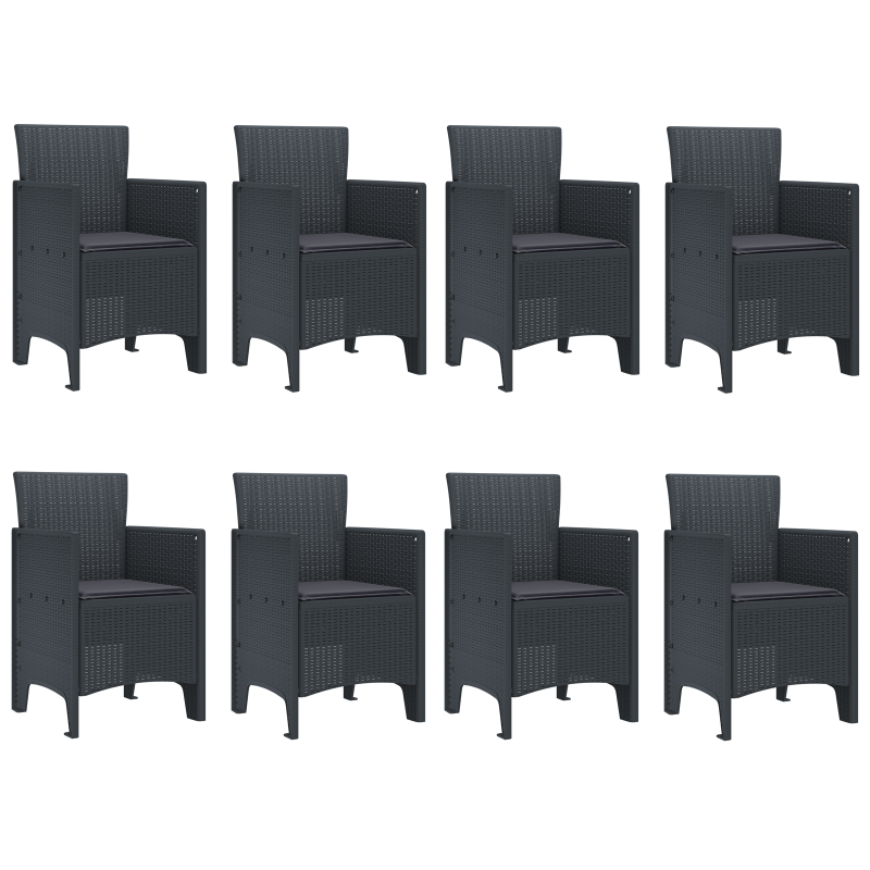 9-teiliges Garten-Esszimmer-Set mit Kissen Anthrazit Poly-Rattan
