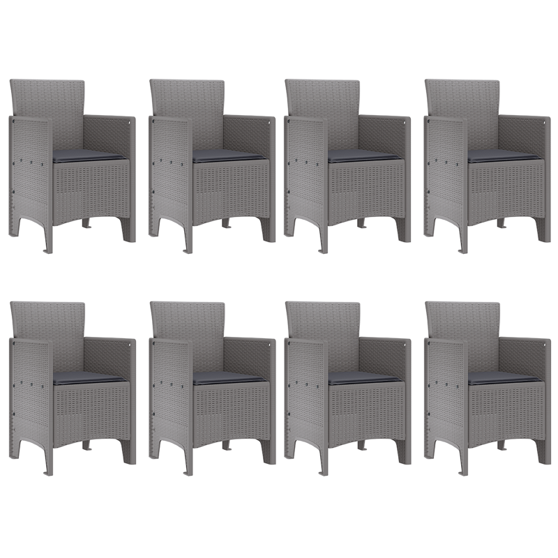 9-teiliges Garten Essset mit Kissen Weiß Poly Rattan