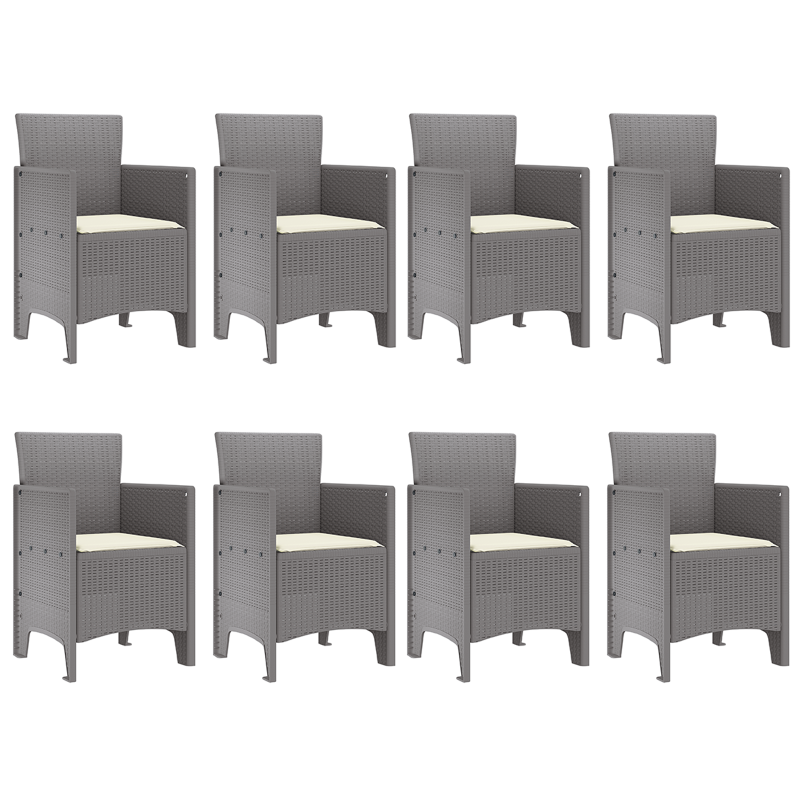 9-teilige Garten Essgruppe mit Kissen Weiß Poly-Rattan