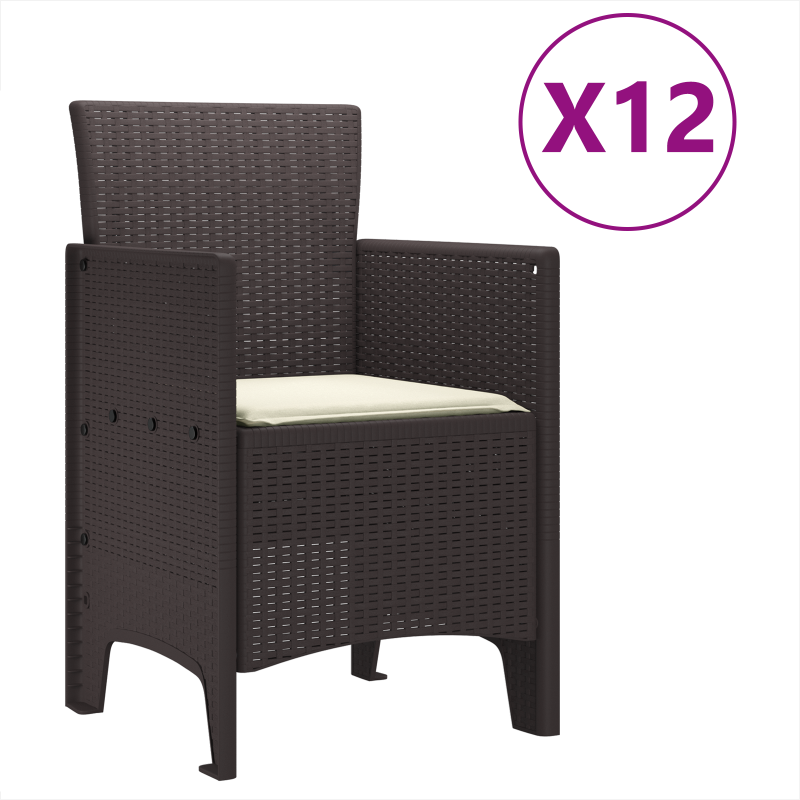 Garten Essset Set von 5 Braun und cremeweiß Rattan Groß