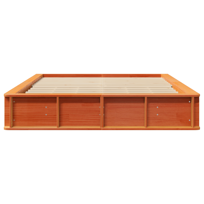 Bettgestell mit hochklappbarem Stauraum Wachsbrown 150x200 cm Massivholz Kiefer