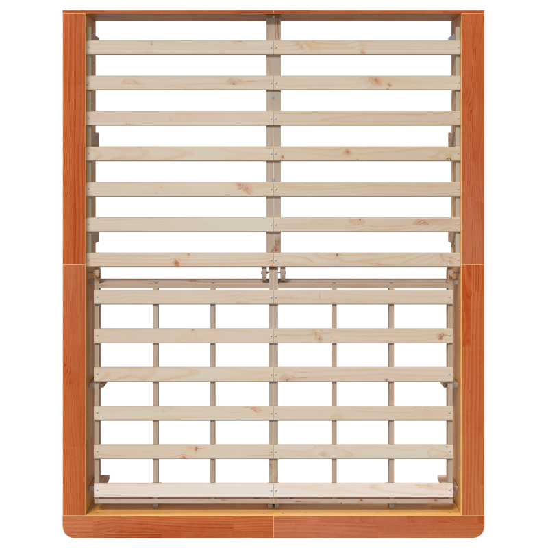 Bettgestell mit hochklappbarem Stauraum Wachsbrown 150x200 cm Massivholz Kiefer