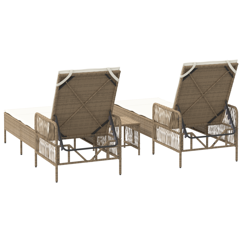 9-teiliges Garten Sofaset mit Kissen Beige Poly Rattan Akazie