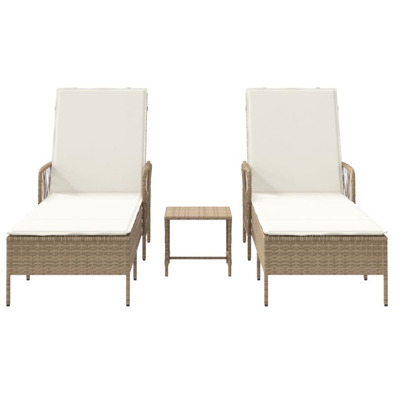 9-teiliges Garten Sofaset mit Kissen Beige Poly Rattan Akazie