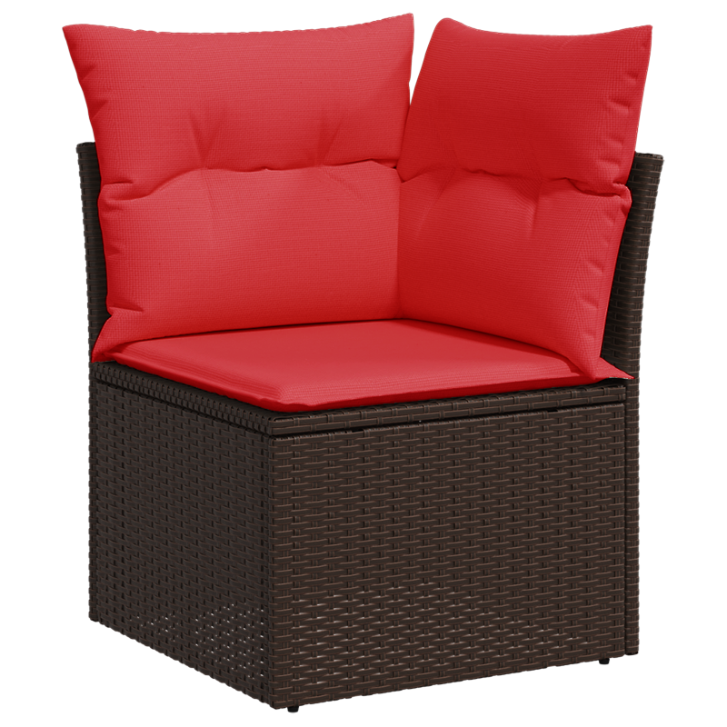 Garten-Ecksofa mit Kissen Braun Poly Rattan