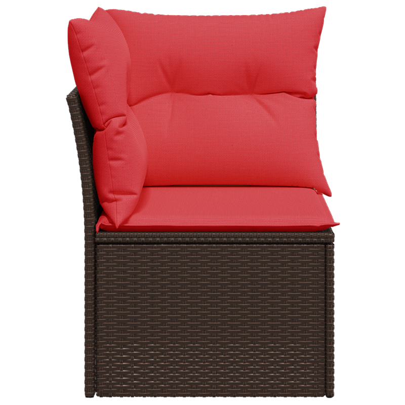Garten-Ecksofa mit Kissen Braun Poly Rattan