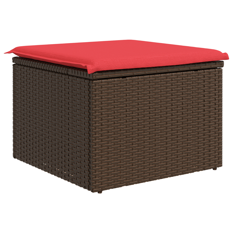 Gartenhocker mit Kissen Braun 55x55x37 cm Poly Rattan