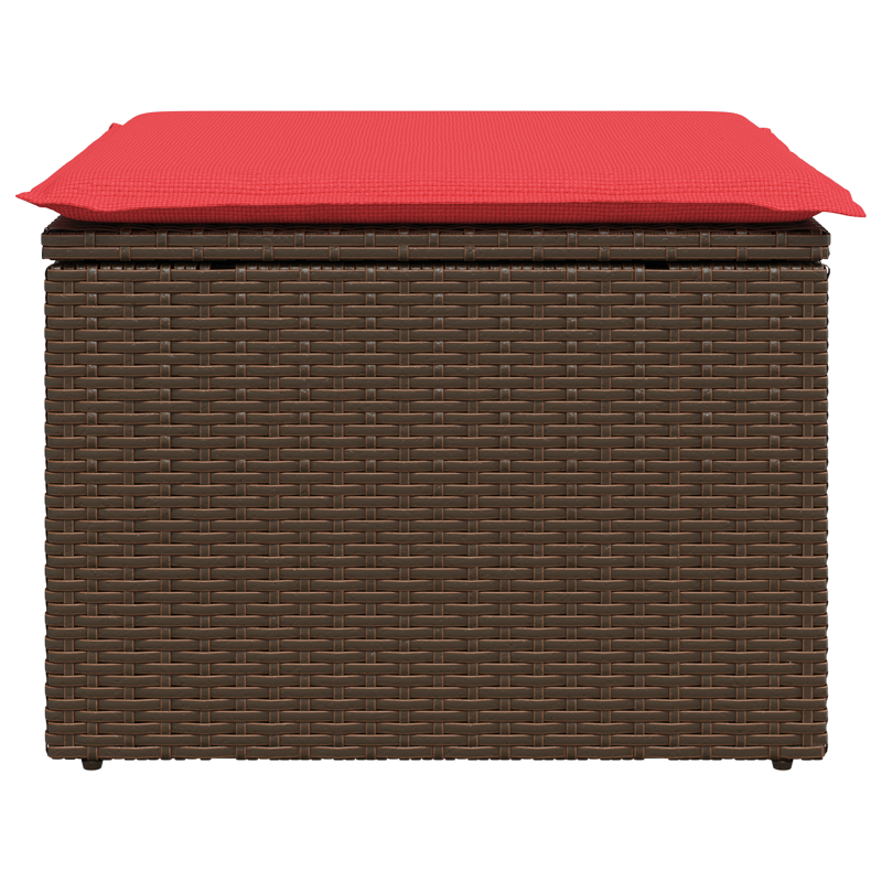 Gartenhocker mit Kissen Braun 55x55x37 cm Poly Rattan