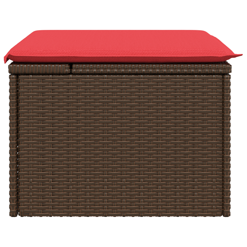 Gartenhocker mit Kissen Braun 55x55x37 cm Poly Rattan