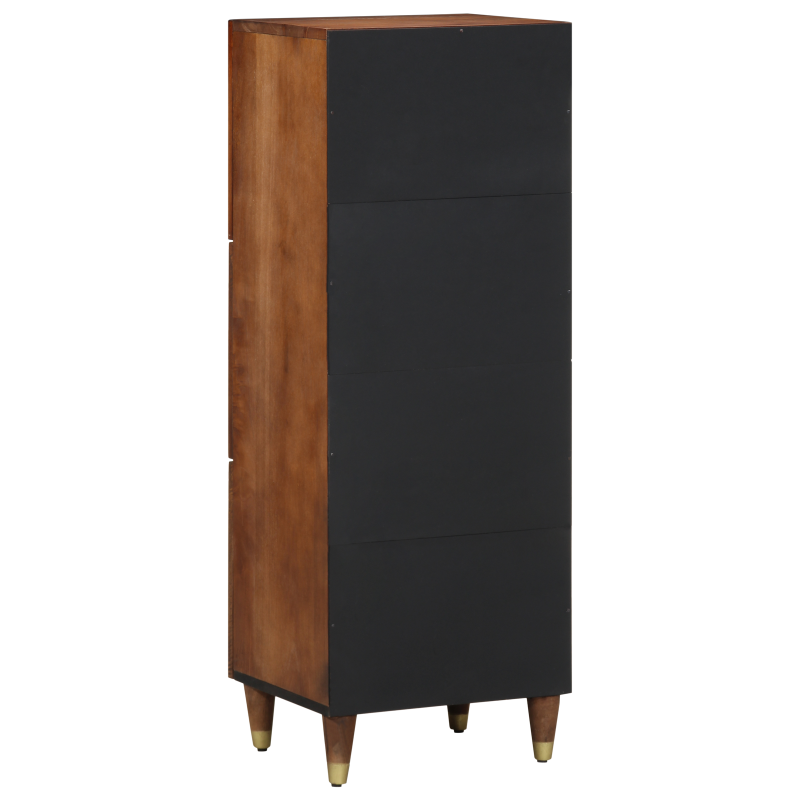 Highboard Honigbraun mit goldenen Akzenten Massivholz Mango