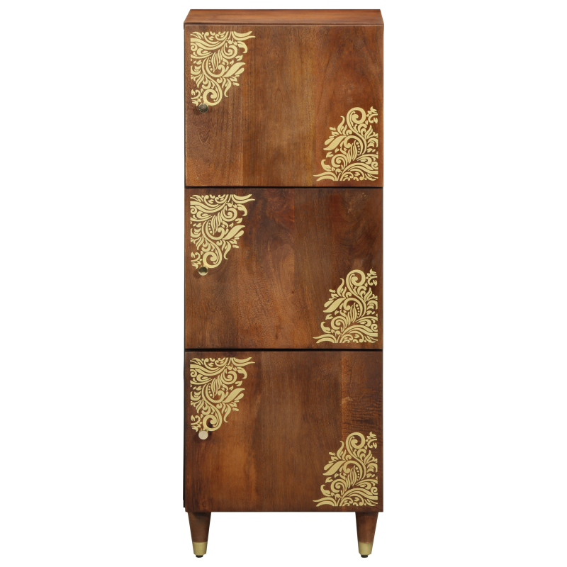 Highboard Honigbraun mit goldenen Akzenten Massivholz Mango
