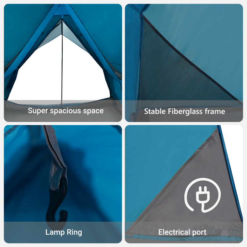 Camping-Zelt A-Frame 3-Personen Blau Wasserfest