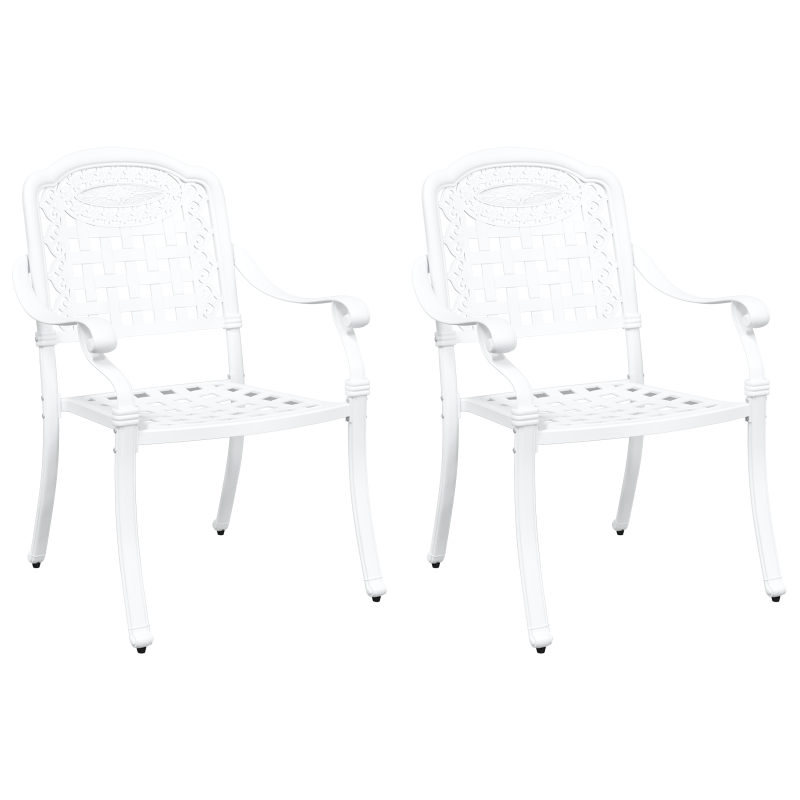 Gartenstühle 2er Set Weiß Gusseisen