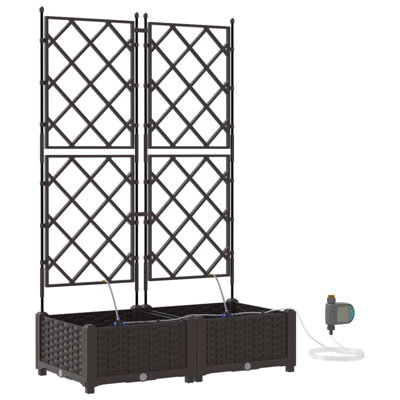 Gartenpflanzkästen mit Bewässerungssystem 2 Stück Braun