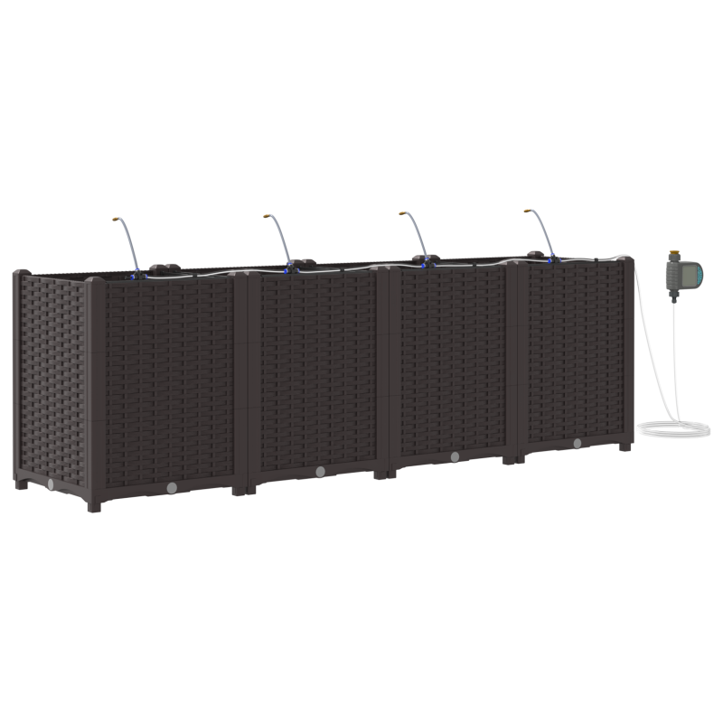 Gartenpflanzgefäße mit Bewässerungssystem 4 Stück Braun