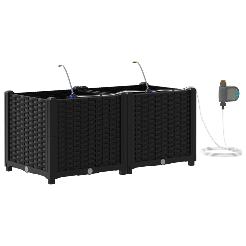 Gartenpflanzen mit Bewässerungssystem 2 Stück Schwarz