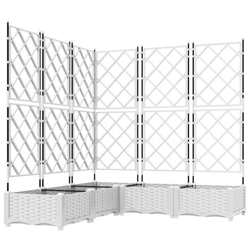Gartenpflanzgefäß mit Spalier 5 Stück Weiß 120x120x125,5 cm