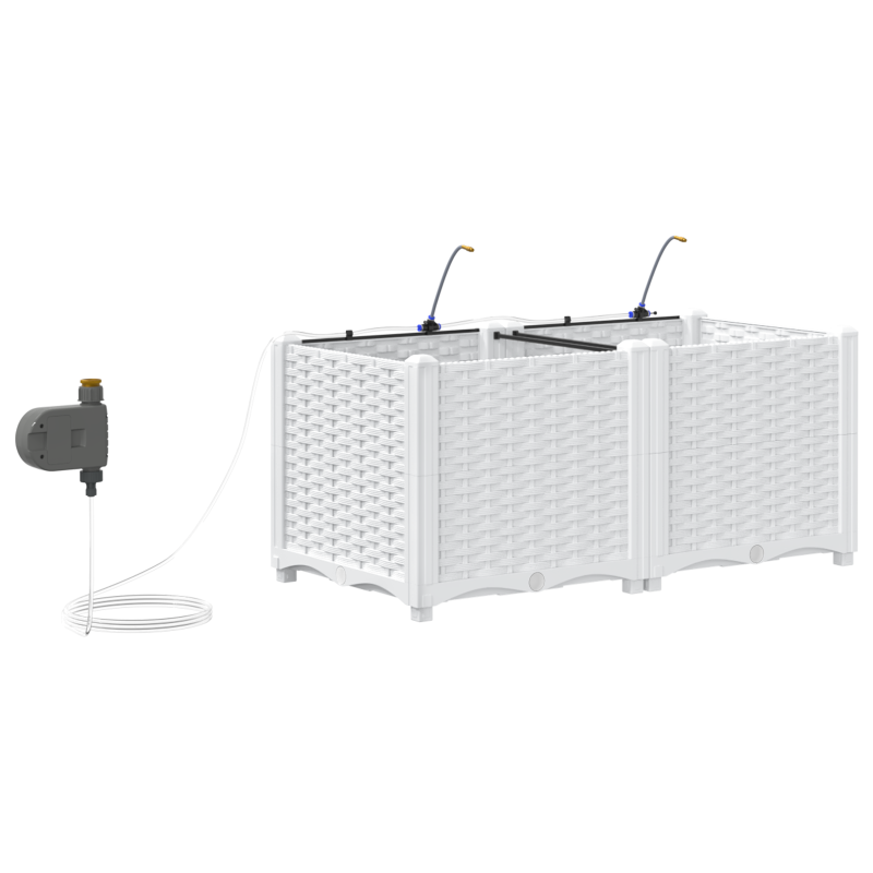 Gartenpflanzgefäße mit Bewässerungssystem 2 Stück Weiß