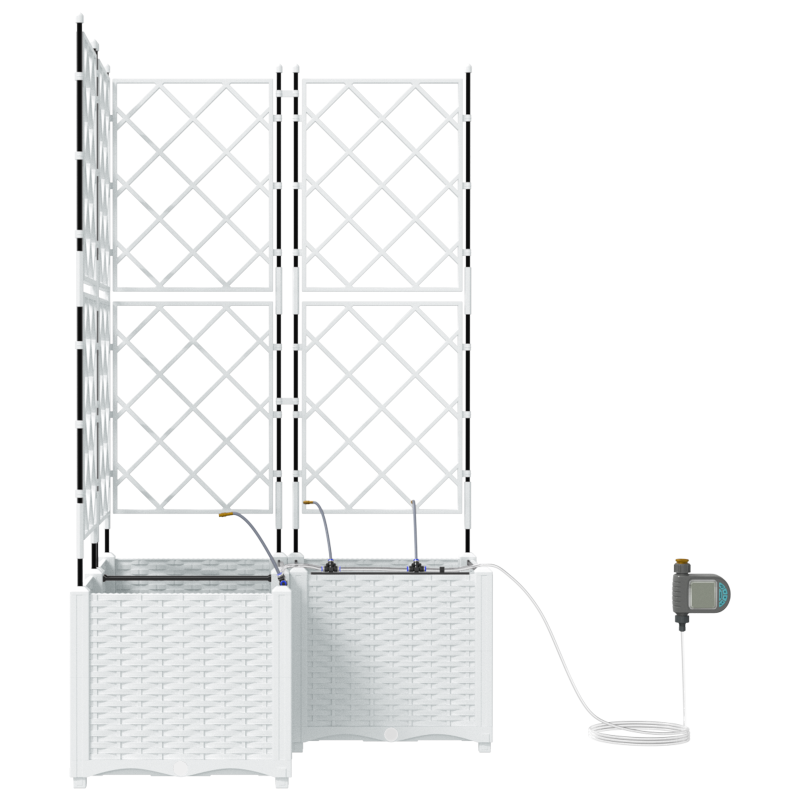 Gartenpflanzenkübel mit Bewässerungssystem 3 Stk Weiß