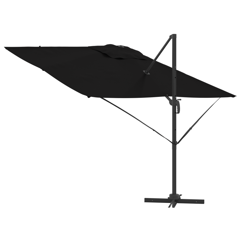 Freischwingender Roma Parasol Schwarz 286x285x265 cm Aluminium