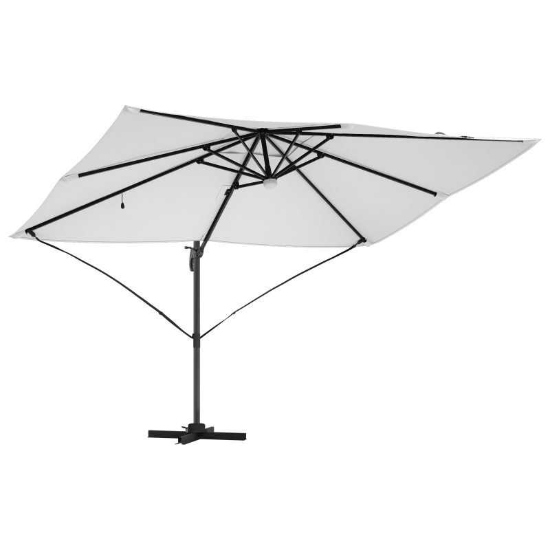 Freischwingender Sonnenschirm Sand Polyester, Aluminium Groß