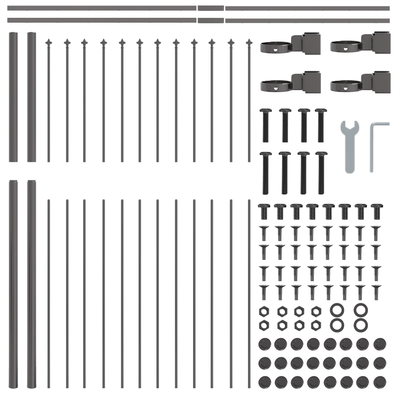 Gartenzaun mit Spitzdach Grau 1,7x1,5 m Stahl