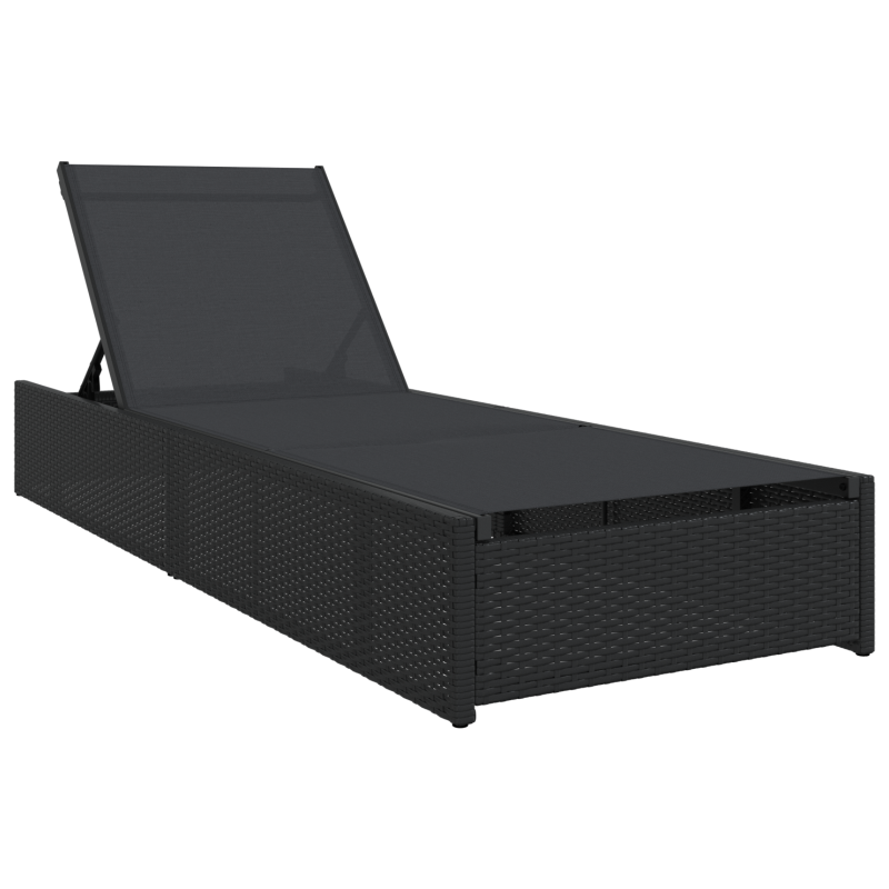 Sonnenliege Schwarz 60x200x27 cm Poly Rattan