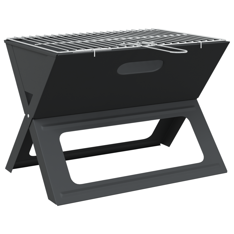 Holzkohle BBQ Grill - Faltbar, Schwarz, 46x30x31 cm, Aus Stahl