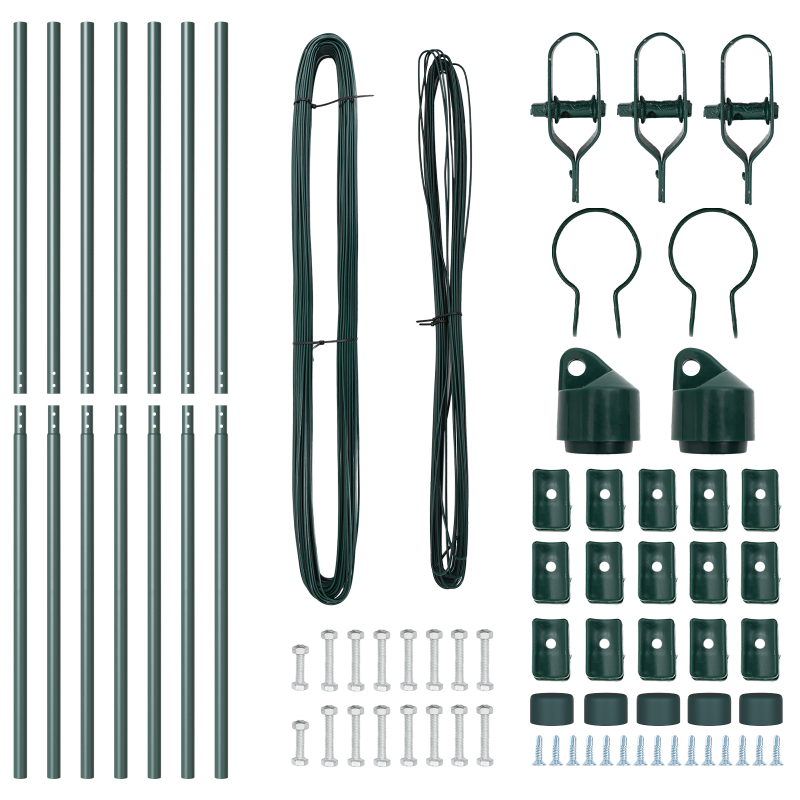 Zaunpfosten 7 Stück Grün Ø32 mm 170 cm Verzinkter Stahl