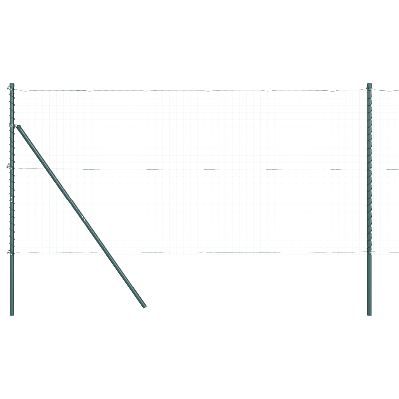 Zaunpfosten 13 Stück Grün Ø32 mm 210 cm Galvanisiertes Stahl