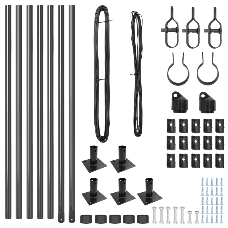 Zaunpfosten mit Bodenplatten 7 Stück Ø32mm 110cm Beton