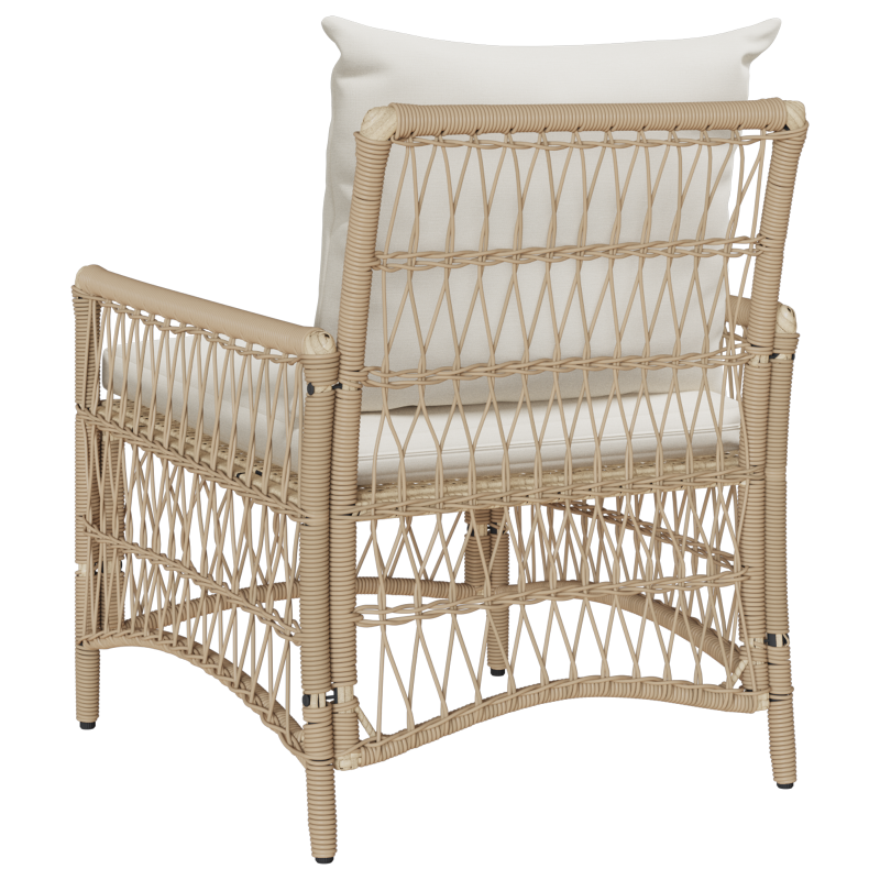 Gartenstuhl mit Kissen Beige 60x70x78 cm Poly Rattan