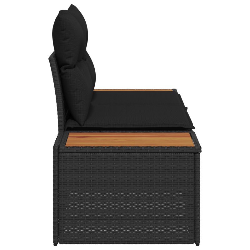 2-Sitzer Gartensofa mit Kissen Schwarz Poly Rattan