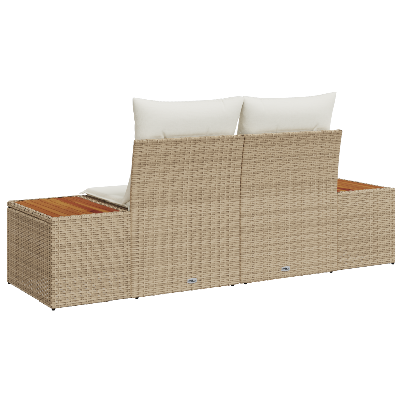 2-Sitzer Garten Sofa mit Stauraum und Kissen Beige Poly Rattan