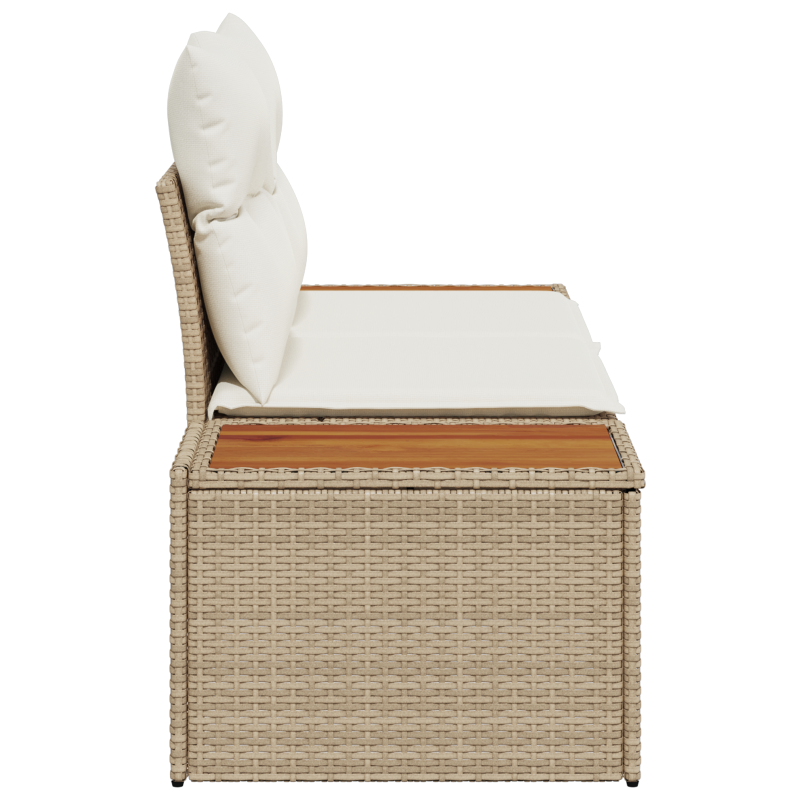 2-Sitzer Garten Sofa mit Stauraum und Kissen Beige Poly Rattan