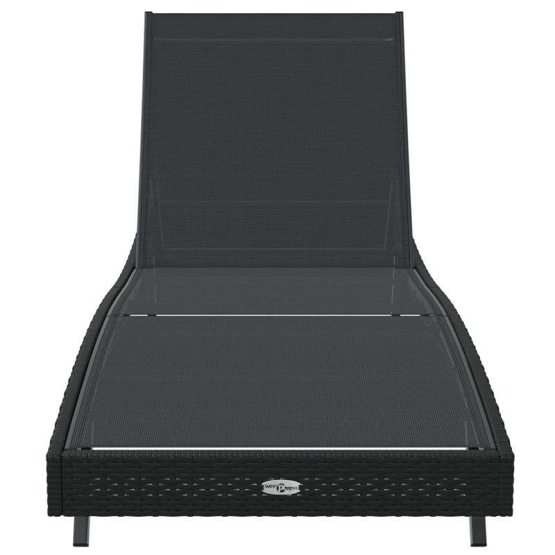 Schwarze Sonnenliege aus Poly Rattan und Textilene von