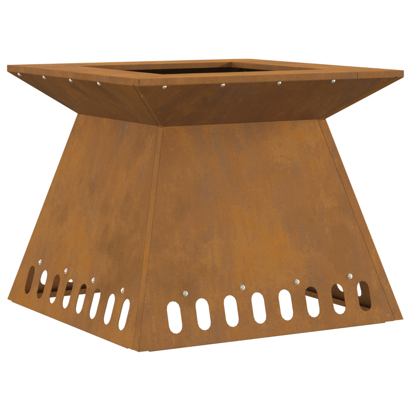 Feuerstelle 48x48x40 cm Wetterstahl