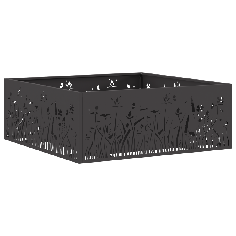 Feuerstelle Quadrat Schwarz 80x80x30 cm Stahl