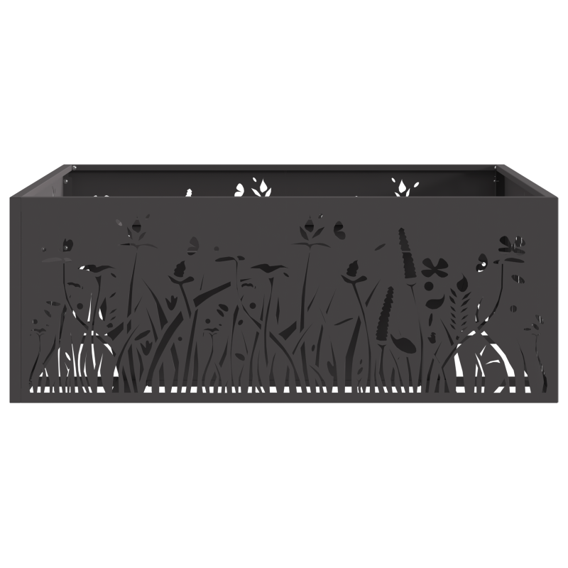 Feuerstelle Quadrat Schwarz 80x80x30 cm Stahl