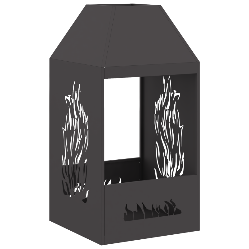 Feuerstelle Schwarz 50x50x100 cm Stahl