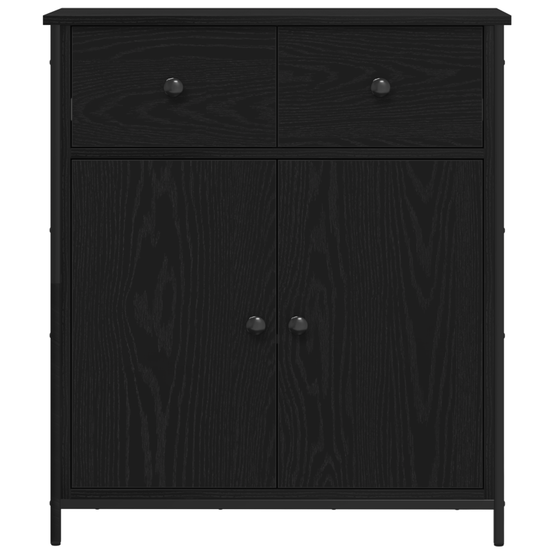 Sideboard Schwarze Eiche 70x30x80 cm Holzwerkstoff und Stahl