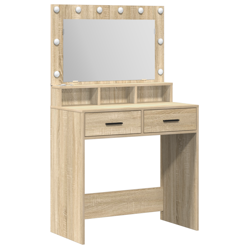 Schminktisch mit LED-Lichtern in Sonoma Eiche 79x41x135 cm