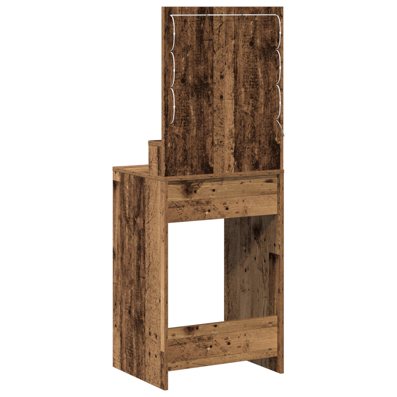 Schminktisch mit LED-Lichtern - Altes Holz, 50x41x135 cm