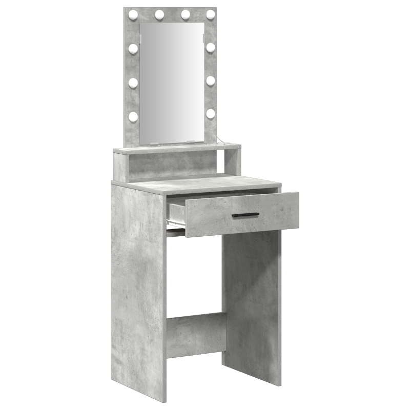 Schminktisch mit LED-Lichtern Beton-Grau 50x41x140 cm