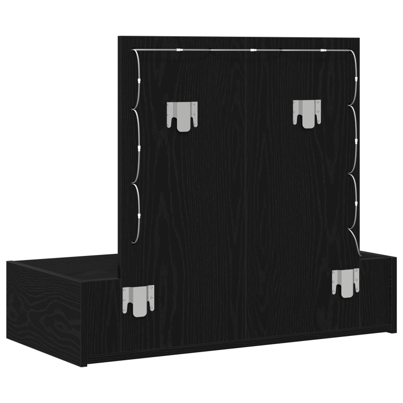 Wandmontierter Frisiertisch mit LED-Lichtern in schwarzer Eiche