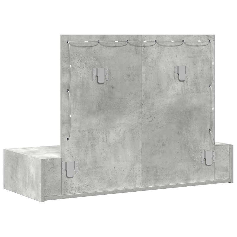 Wandhängender Schminktisch mit LED-Lichtern in Beton Grau