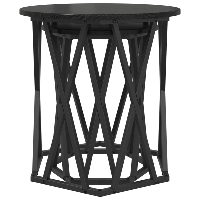 Beistelltische 2er Set Schwarz aus Eichenholzverbundstoff