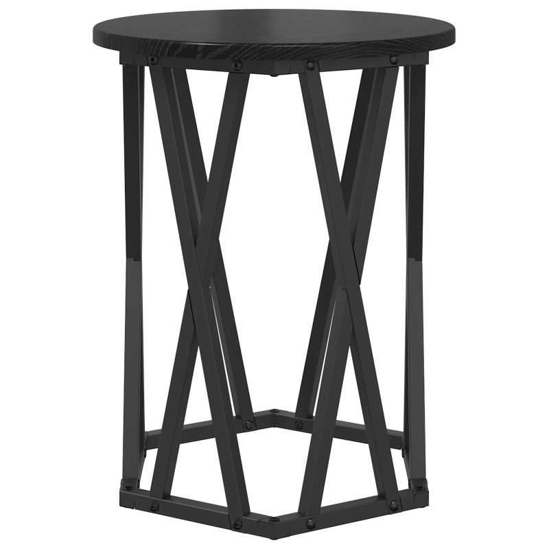 Beistelltische 2er Set Schwarz aus Eichenholzverbundstoff